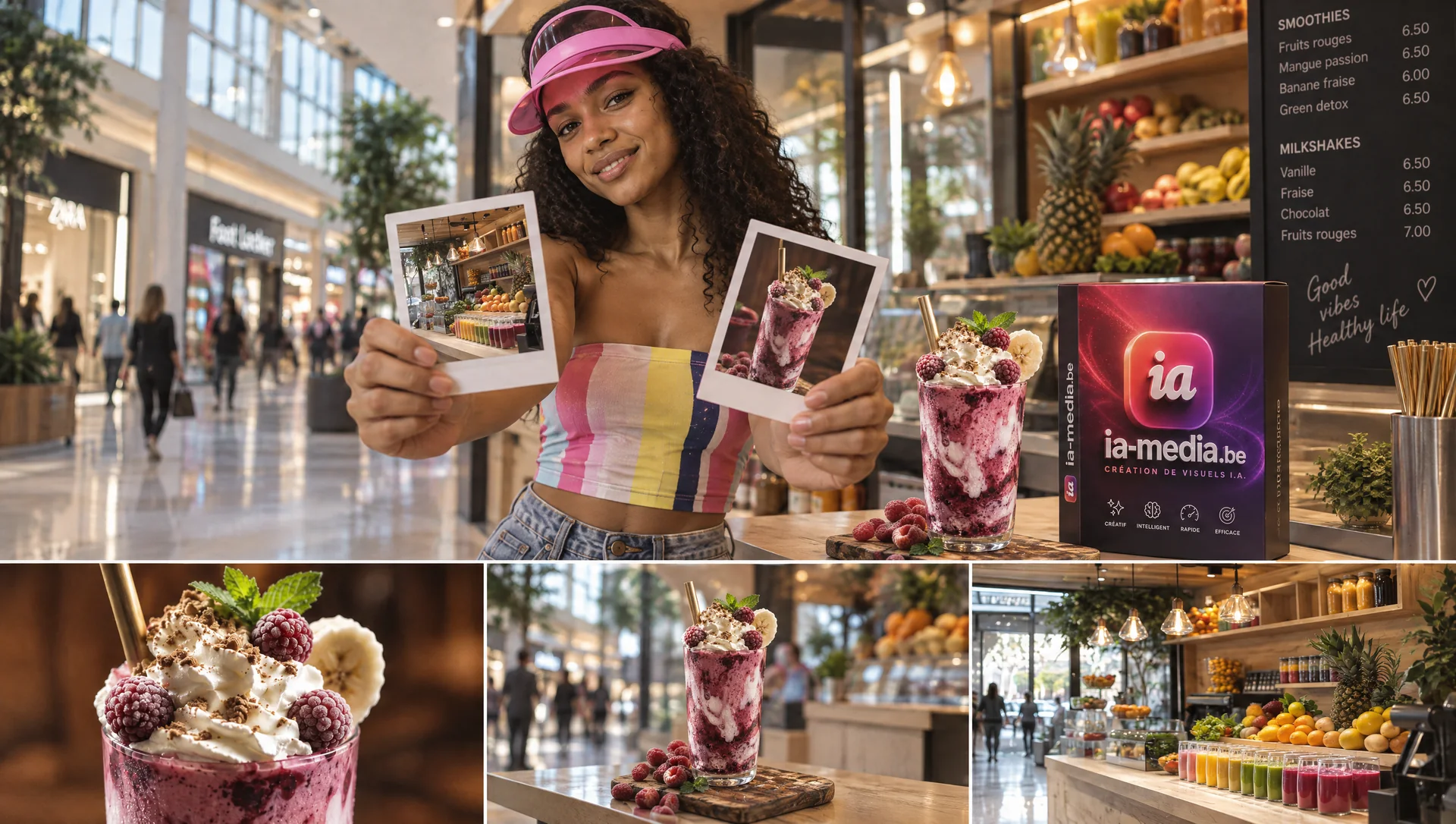 Exemple de visuels IA pour : Bar à smoothies